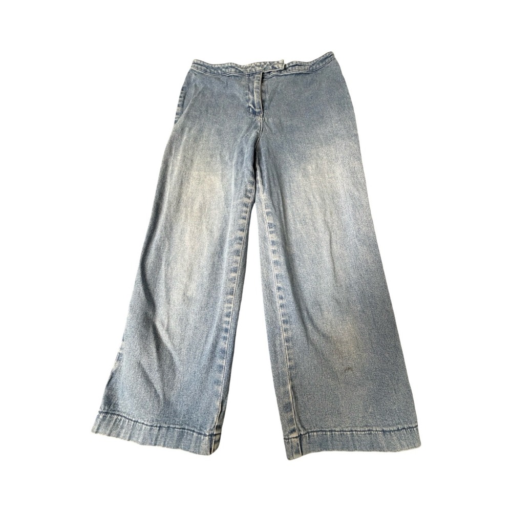 Charter Club Pants Women 4P Blue Wide Leg Jeans Natural Stretch Light Wash Denim